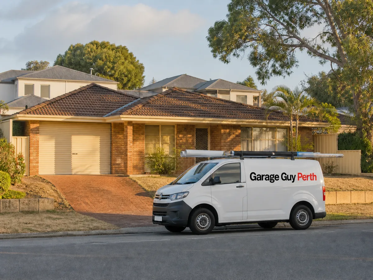 Garage door service on a residential street in Morley, Perth WA