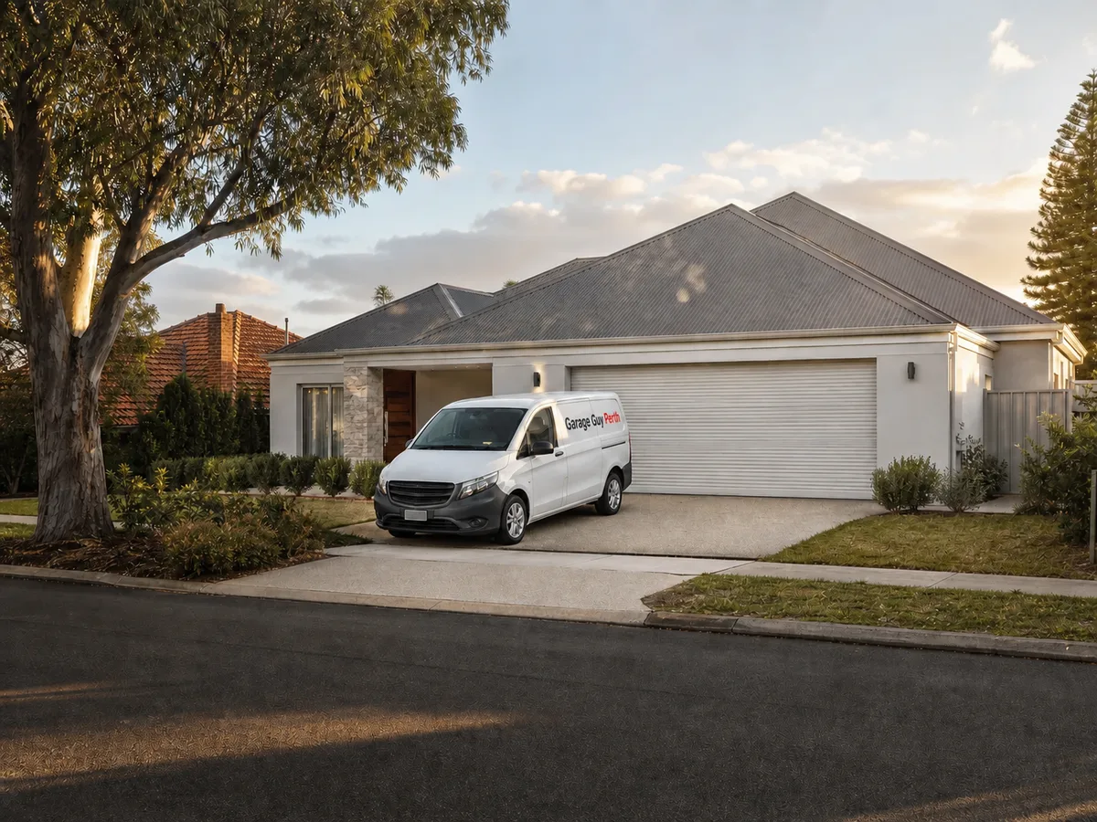 Garage door service on a residential street in Mosman Park, Perth WA