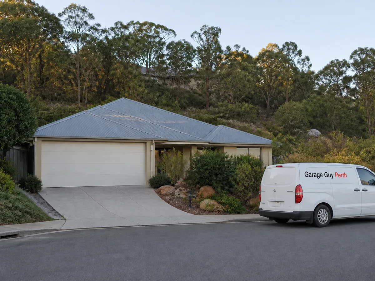 Garage door service on a residential street in Mount Nasura, Perth WA