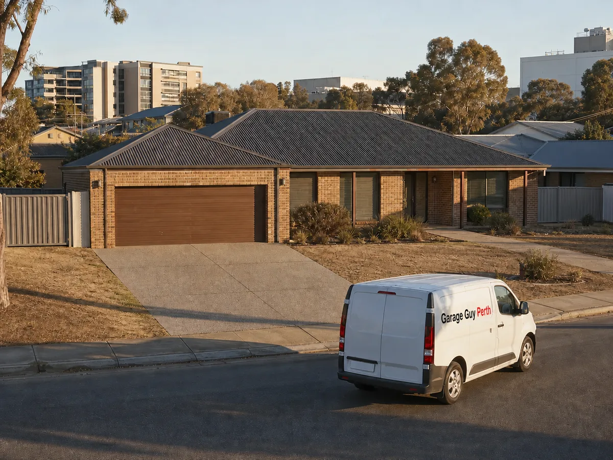 Garage door service on a residential street in Murdoch, Perth WA