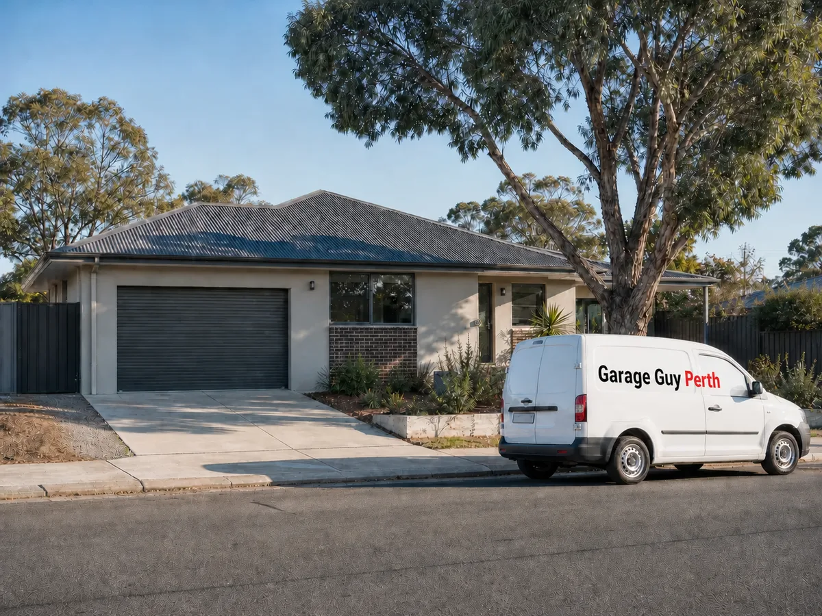 Garage door service on a residential street in Myaree, Perth WA