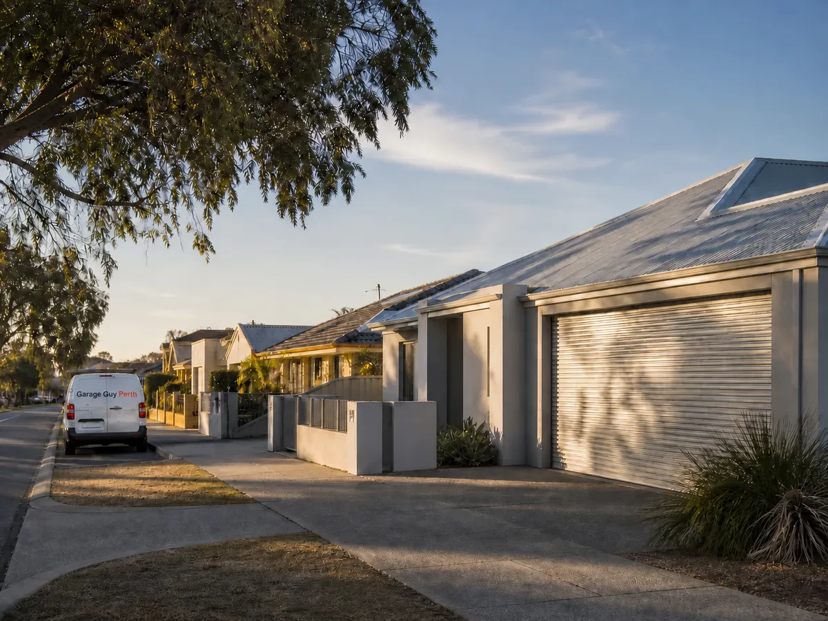 Garage door service on a residential street in Noranda, Perth WA