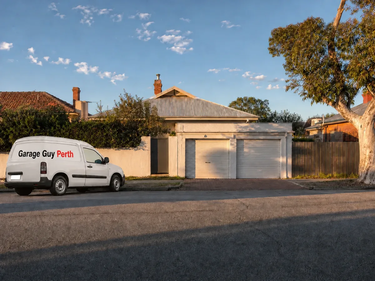 Garage door service on a residential street in North Perth, Perth WA