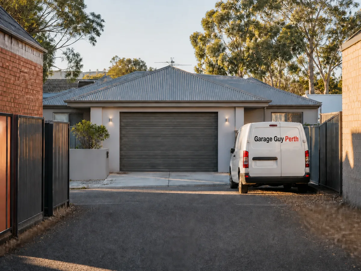 Garage door service on a residential street in Northbridge, Perth WA