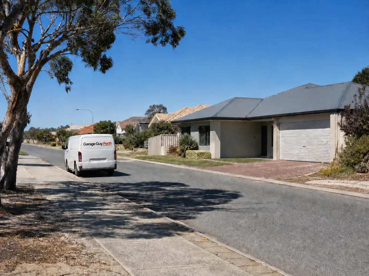 Garage door service on a residential street in Ocean Reef, Perth WA