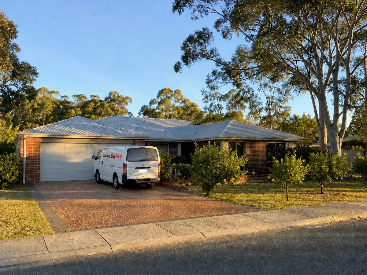 Garage door service on a residential street in Orange Grove, Perth WA