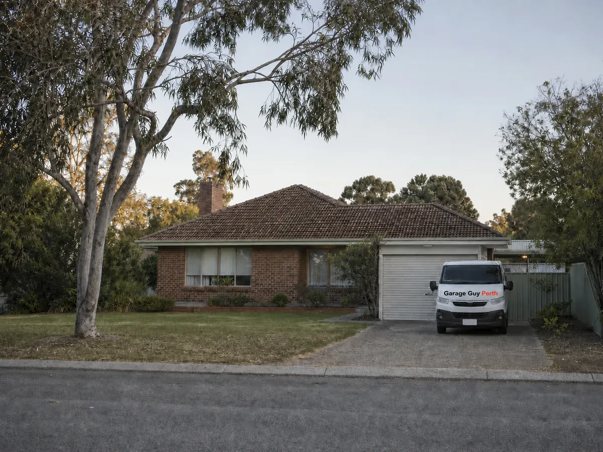Garage door service on a residential street in Orelia, Perth WA