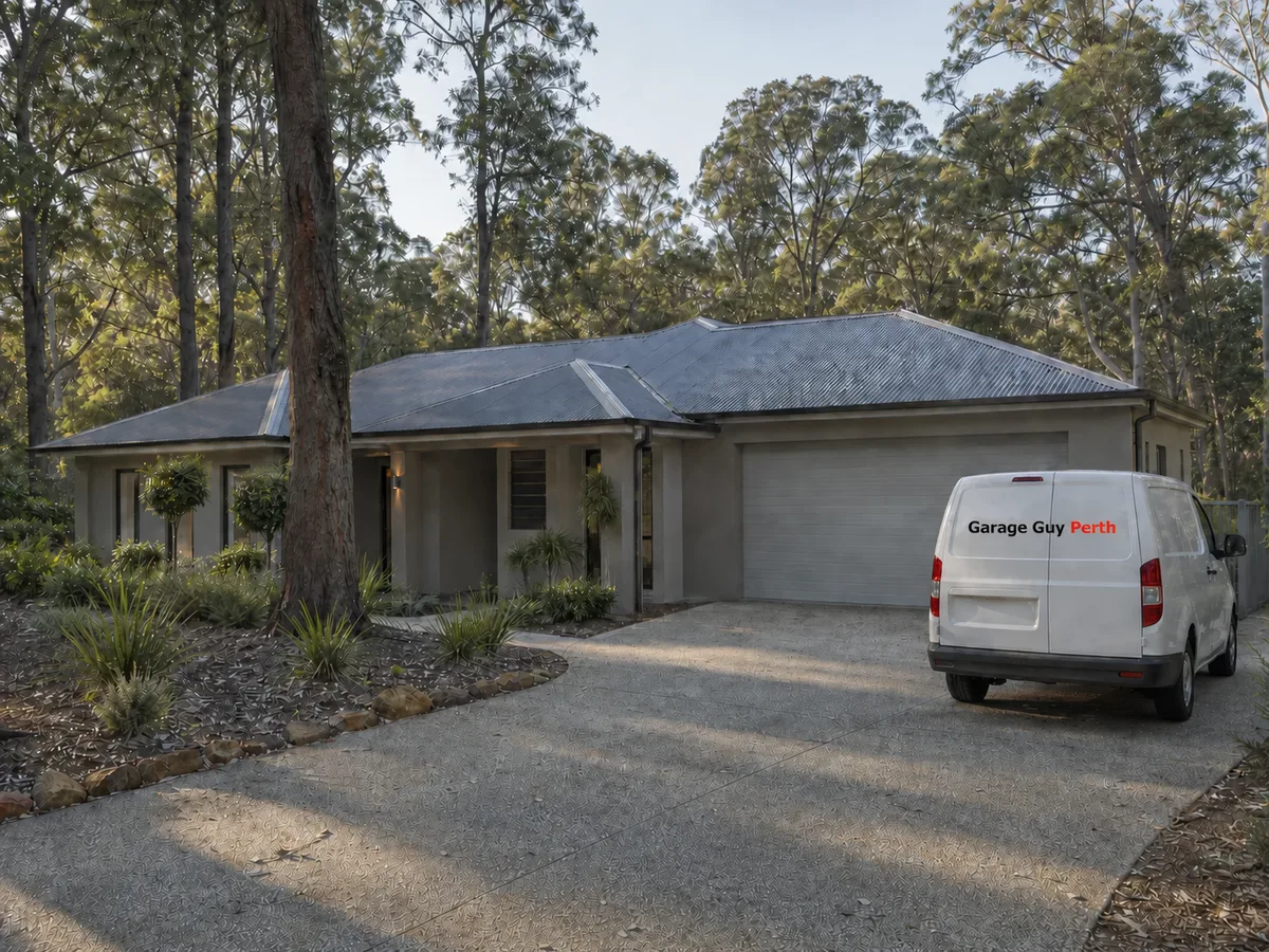 Garage door service on a residential street in Parkerville, Perth WA