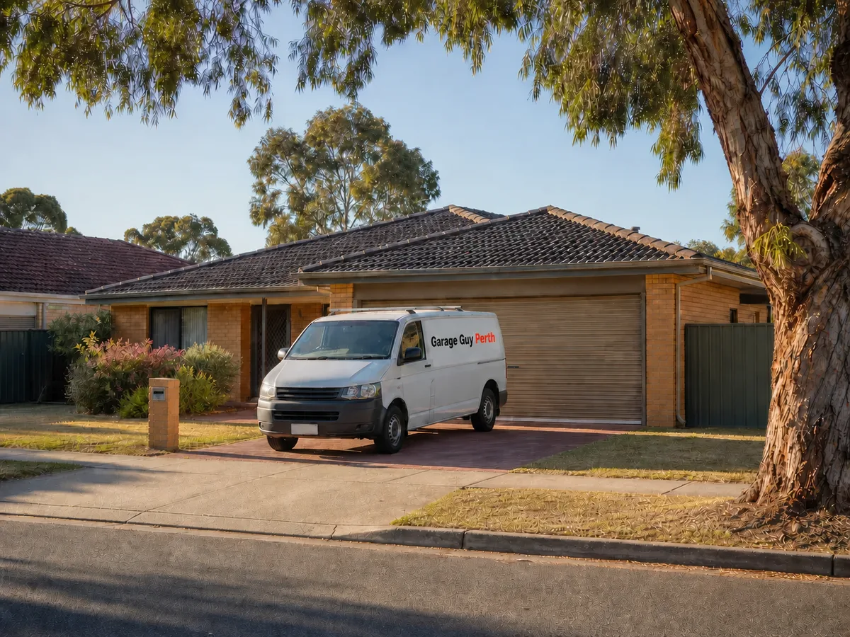 Garage door service on a residential street in Parkwood, Perth WA