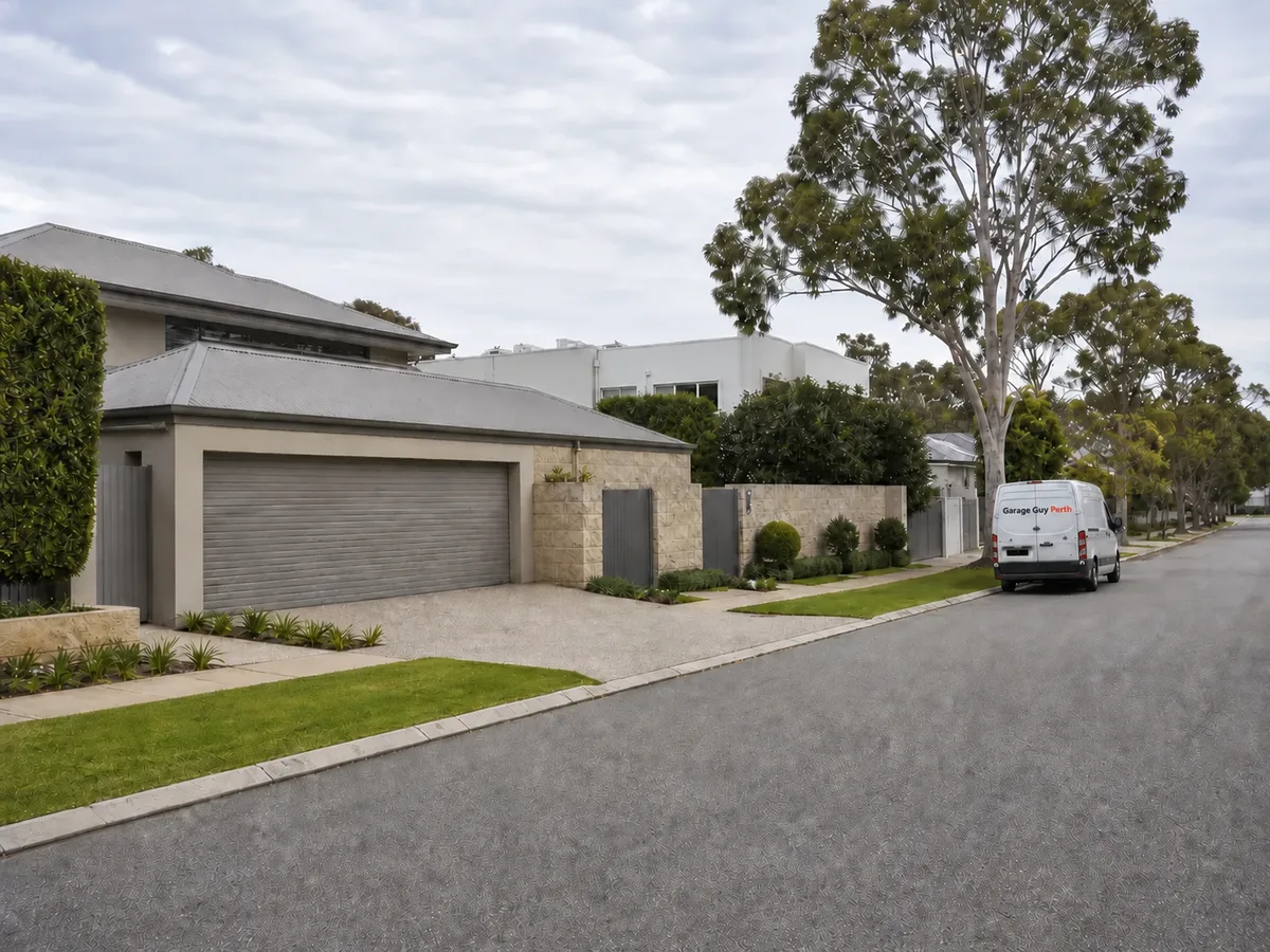 Garage door service on a residential street in Peppermint Grove, Perth WA