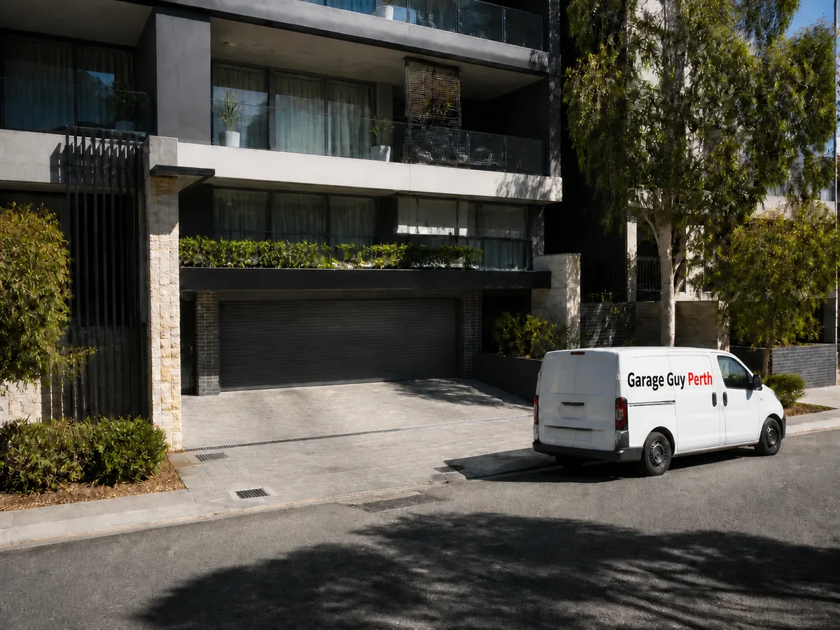 Garage door service on a residential street in Perth CBD, Perth WA