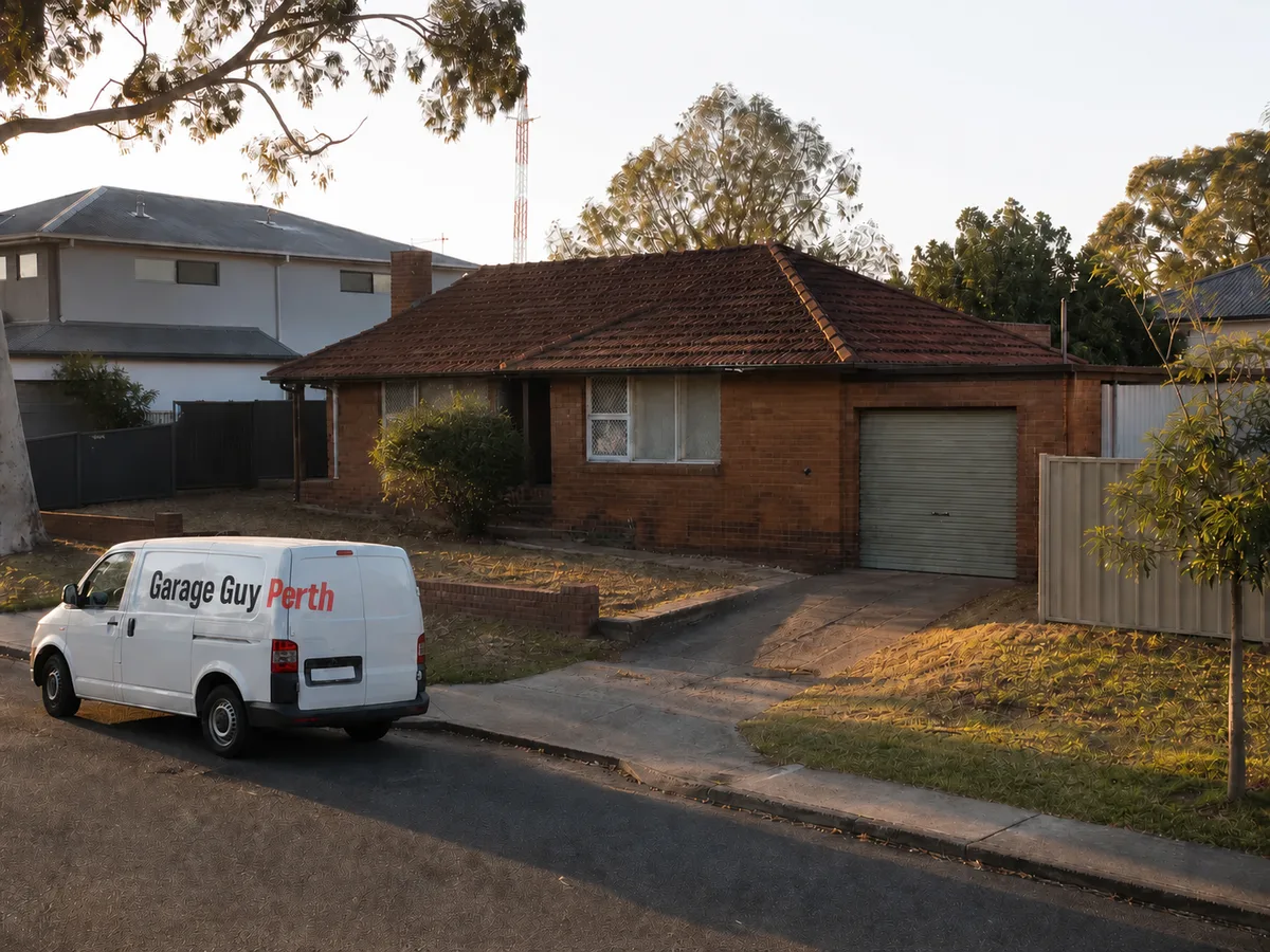 Garage door service on a residential street in Redcliffe, Perth WA