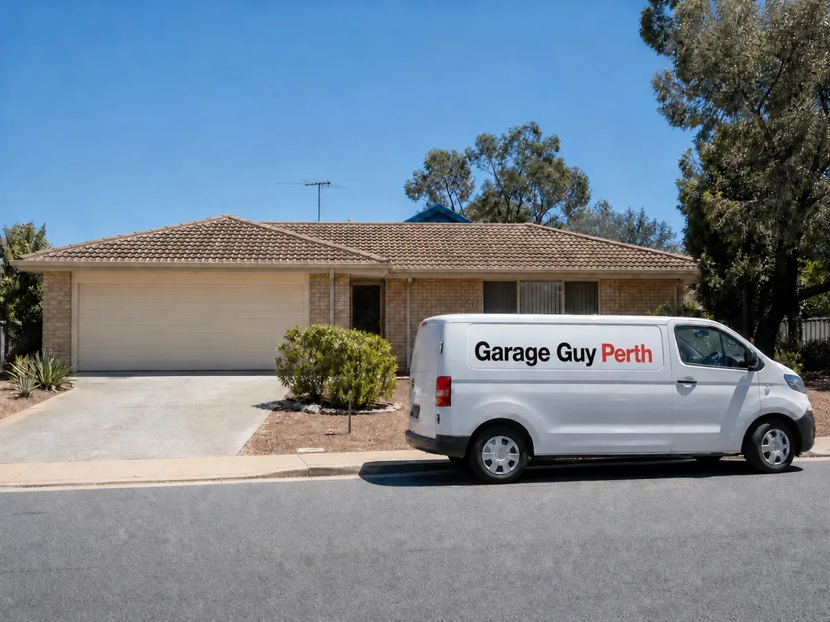 Garage door service on a residential street in Rockingham, Perth WA
