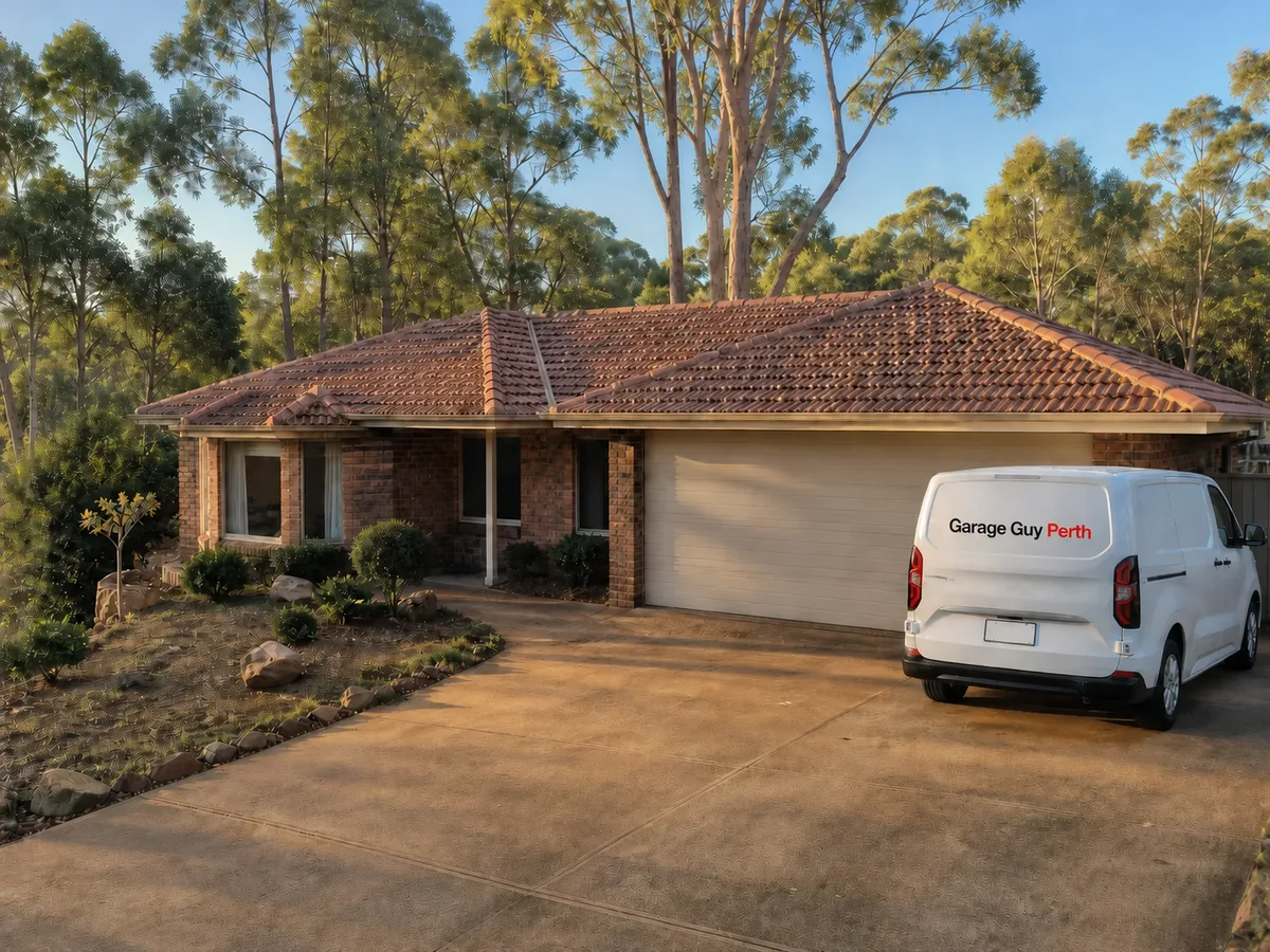 Garage door service on a residential street in Roleystone, Perth WA
