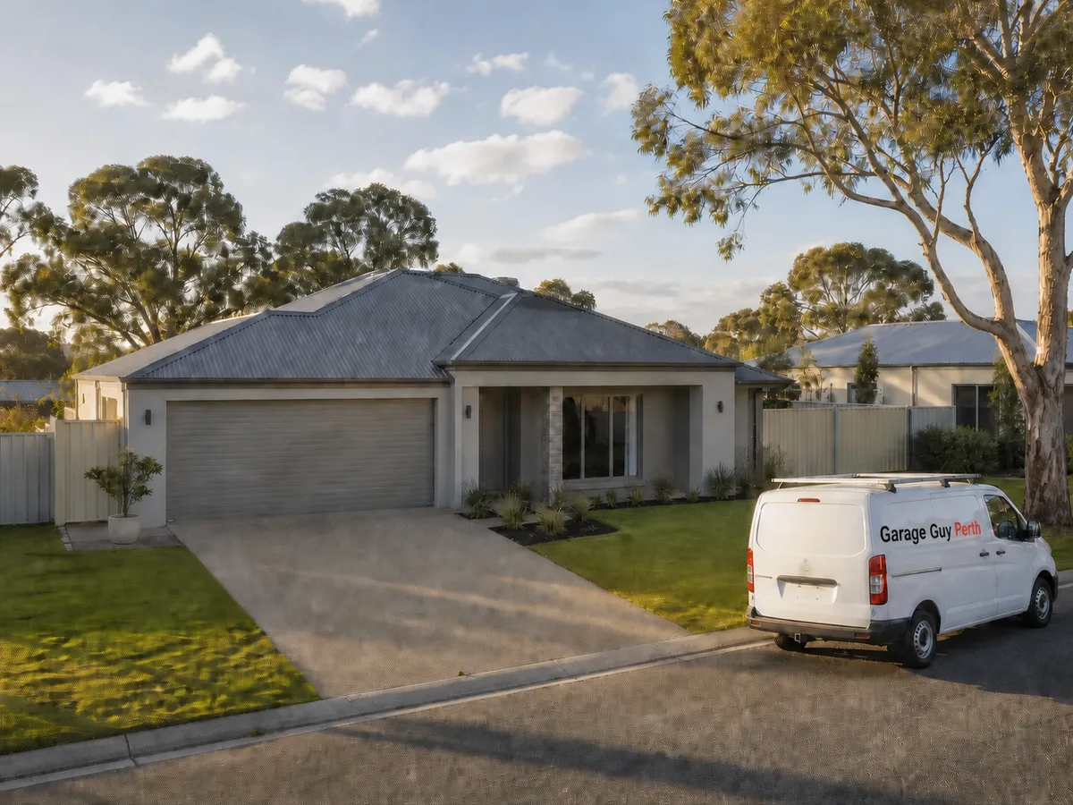 Garage door service on a residential street in Rossmoyne, Perth WA