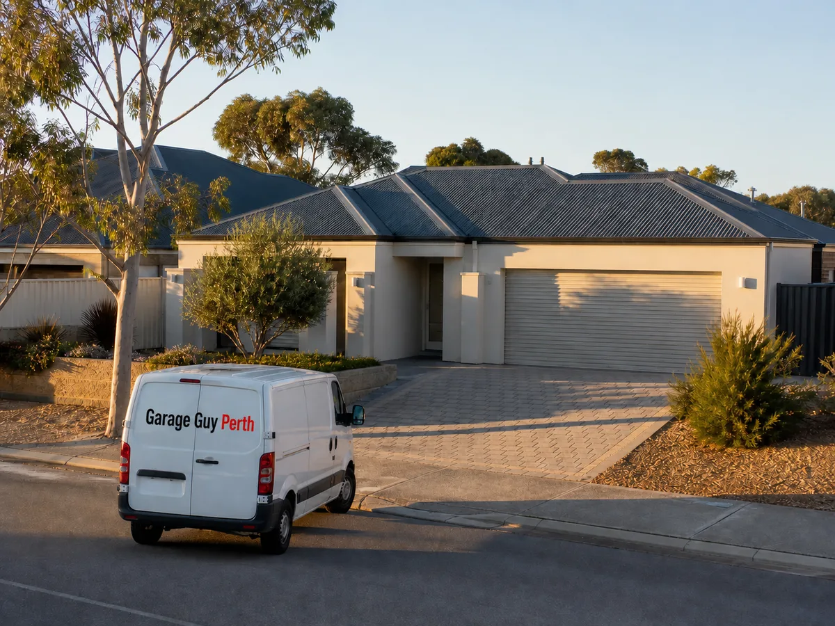 Garage door service on a residential street in Safety Bay, Perth WA