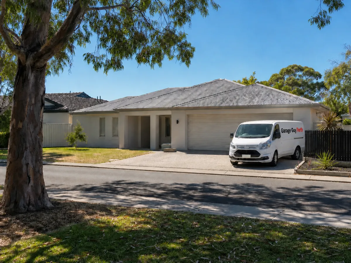 Garage door service on a residential street in Shelley, Perth WA