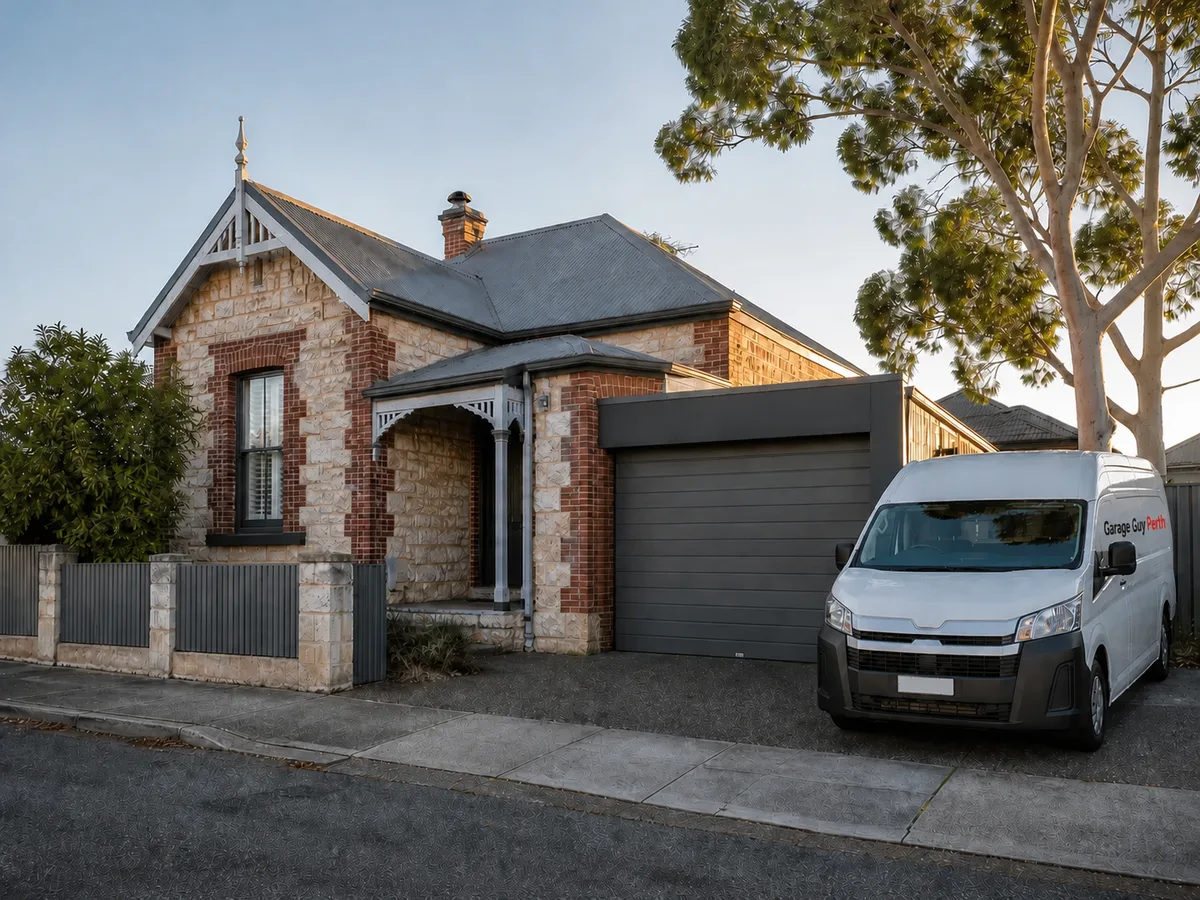 Garage door service on a residential street in South Fremantle, Perth WA