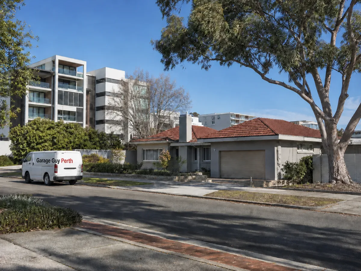 Garage door service on a residential street in South Perth, Perth WA