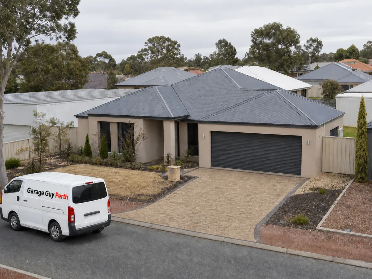 Garage door service on a residential street in Southern River, Perth WA