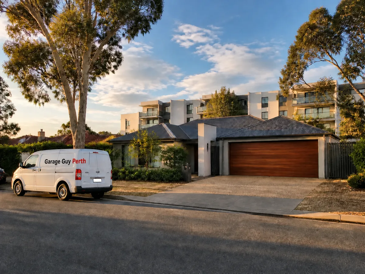 Garage door service on a residential street in Stirling, Perth WA