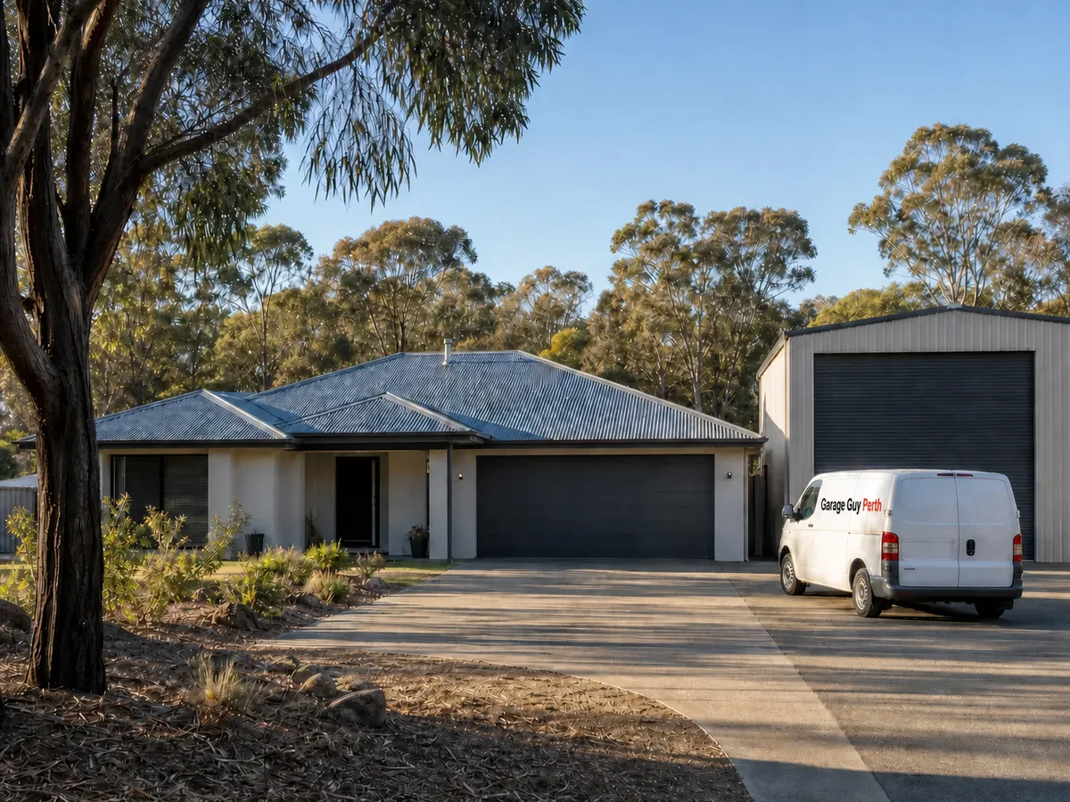 Garage door service on a residential street in Stratton, Perth WA