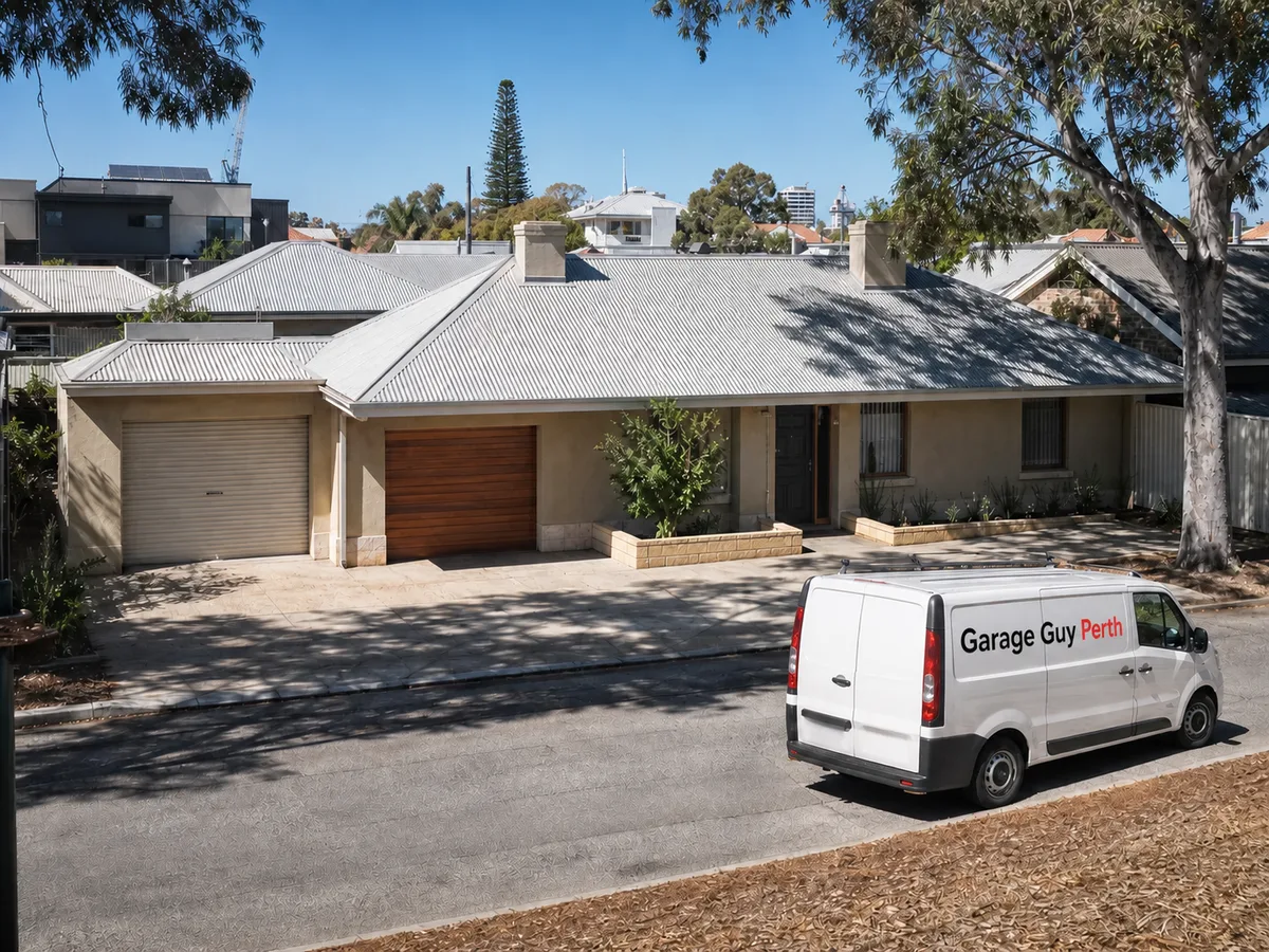 Garage door service on a residential street in Subiaco, Perth WA