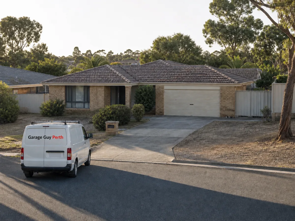 Garage door service on a residential street in Thornlie, Perth WA