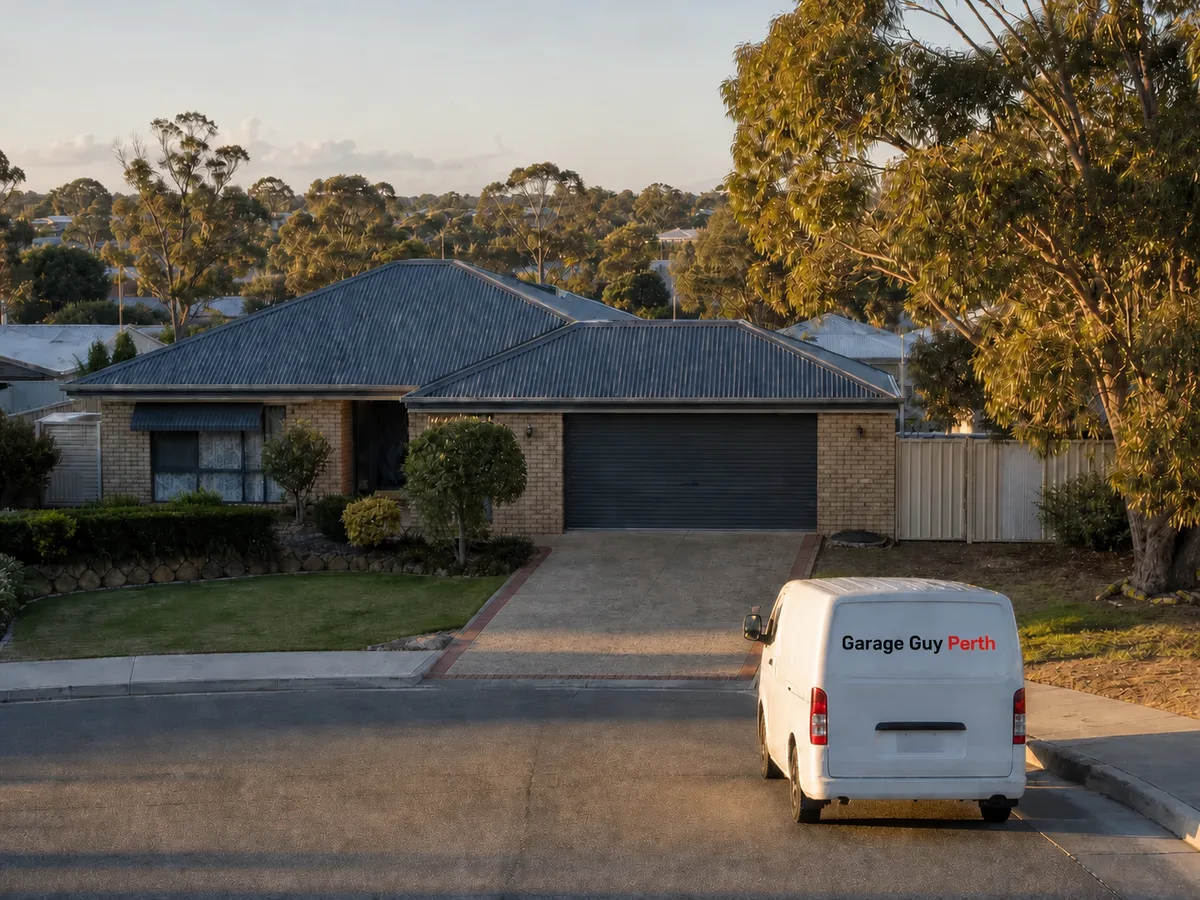 Garage door service on a residential street in Warnbro, Perth WA