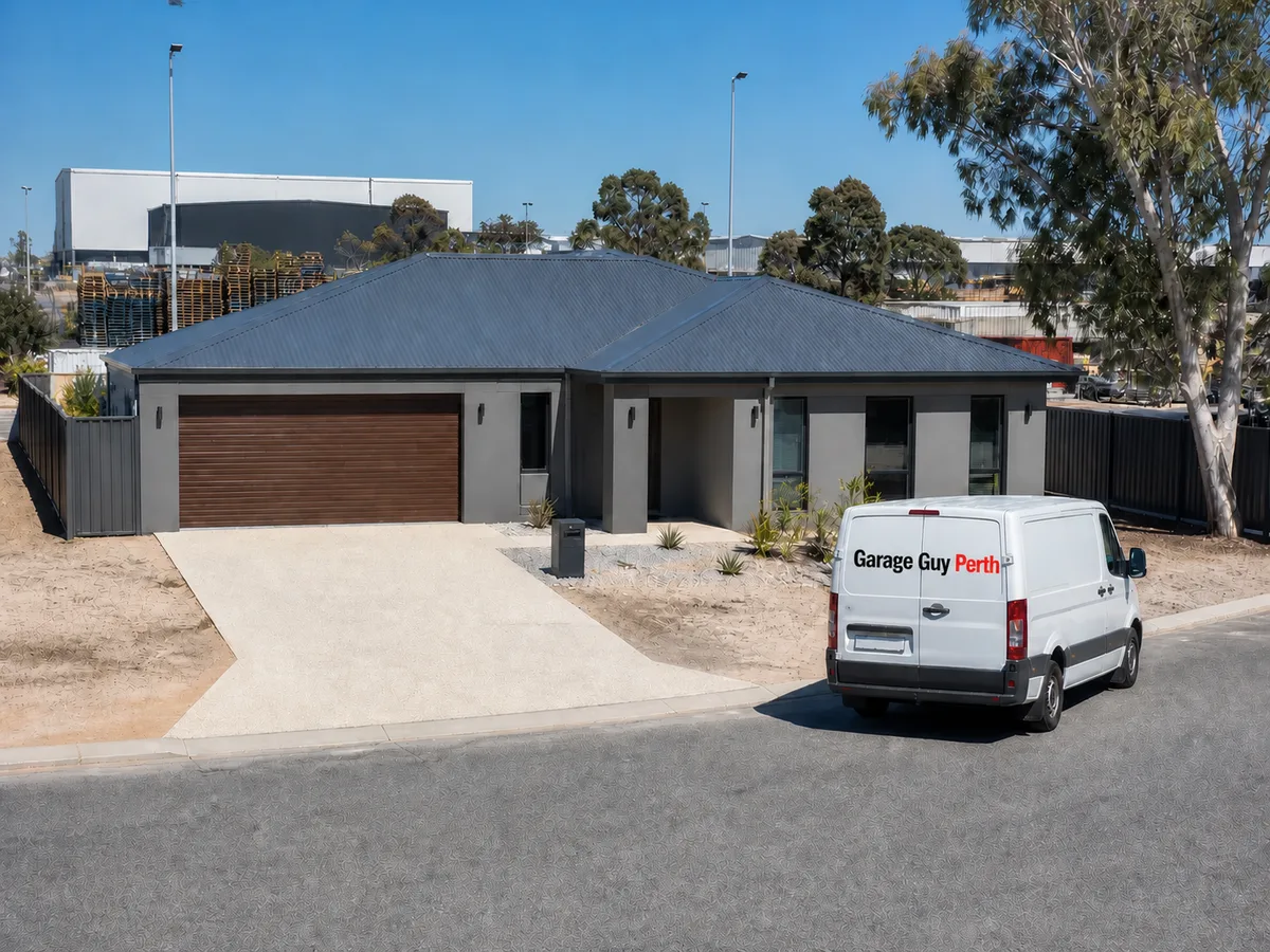 Garage door service on a residential street in Welshpool, Perth WA