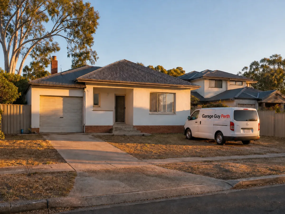 Garage door service on a residential street in Willagee, Perth WA