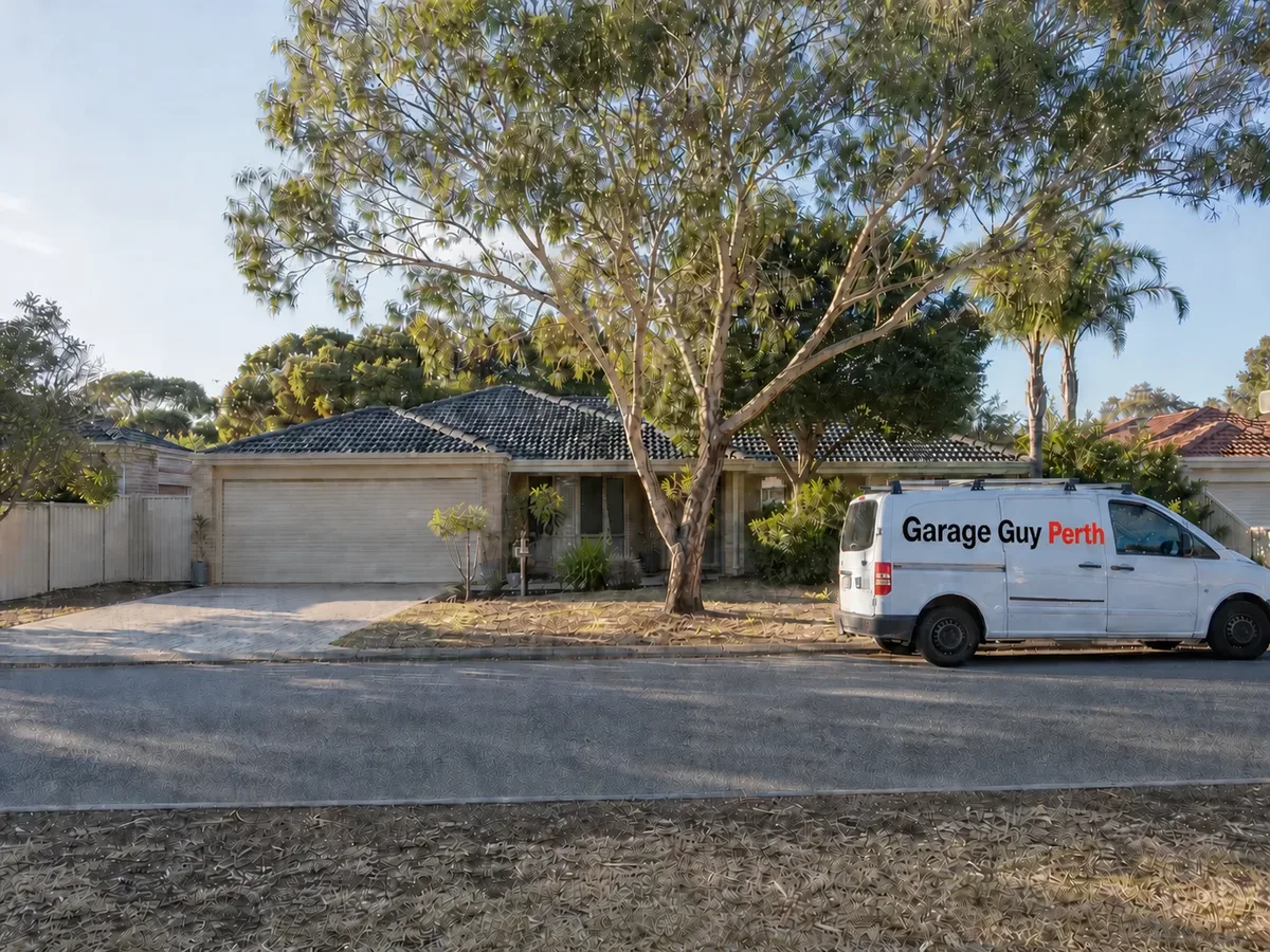 Garage door service on a residential street in Woodvale, Perth WA
